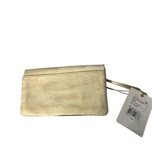 NWT hobo lumen gold leaf 100% genuine pebbled leather wallet holds 7 cards cute